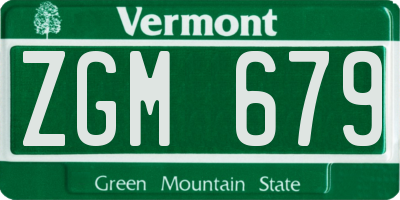 VT license plate ZGM679