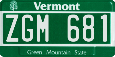 VT license plate ZGM681
