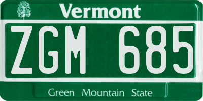 VT license plate ZGM685