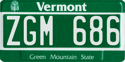 VT license plate ZGM686