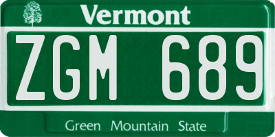 VT license plate ZGM689