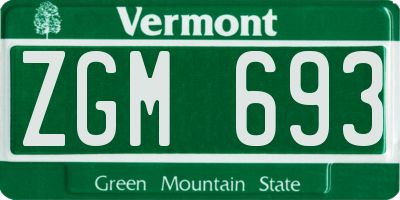 VT license plate ZGM693