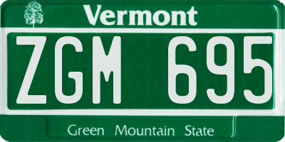 VT license plate ZGM695