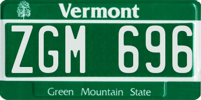 VT license plate ZGM696
