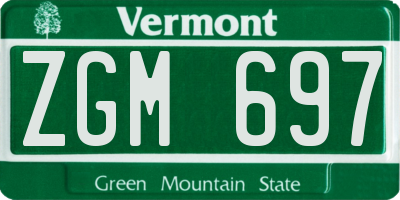 VT license plate ZGM697