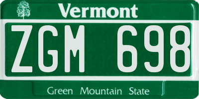 VT license plate ZGM698