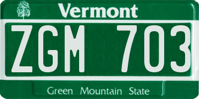 VT license plate ZGM703