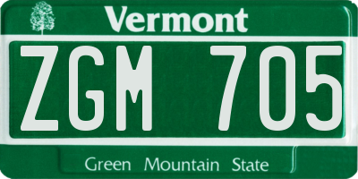 VT license plate ZGM705