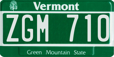 VT license plate ZGM710