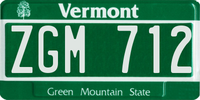 VT license plate ZGM712