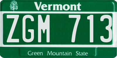 VT license plate ZGM713
