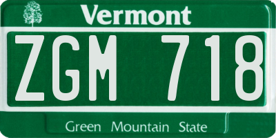 VT license plate ZGM718
