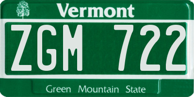 VT license plate ZGM722