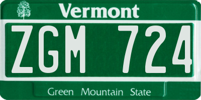 VT license plate ZGM724