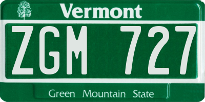 VT license plate ZGM727