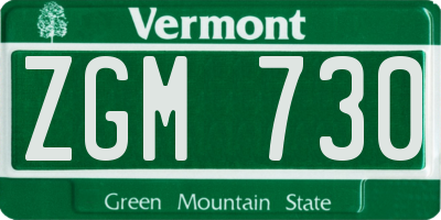 VT license plate ZGM730