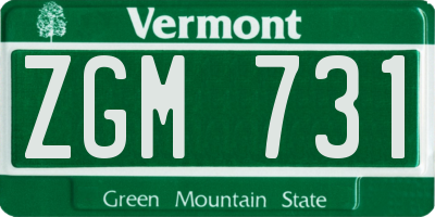 VT license plate ZGM731