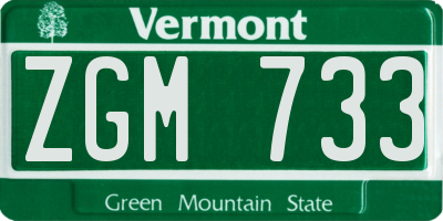 VT license plate ZGM733