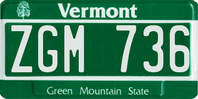 VT license plate ZGM736