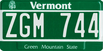 VT license plate ZGM744