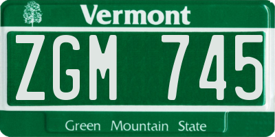 VT license plate ZGM745