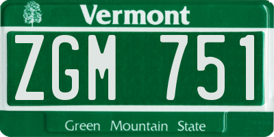 VT license plate ZGM751
