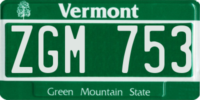 VT license plate ZGM753