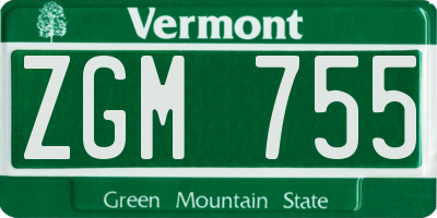 VT license plate ZGM755
