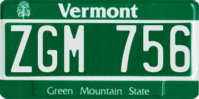 VT license plate ZGM756