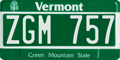 VT license plate ZGM757