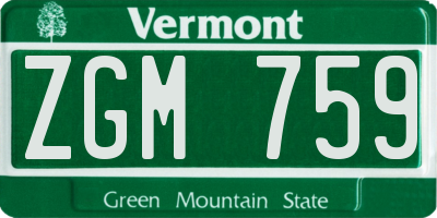 VT license plate ZGM759