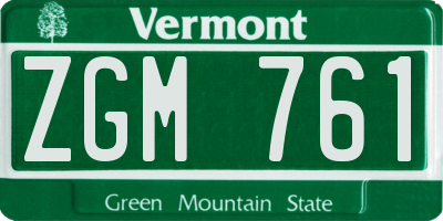 VT license plate ZGM761