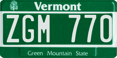 VT license plate ZGM770