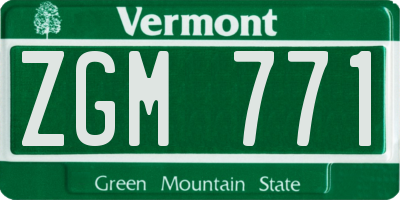 VT license plate ZGM771