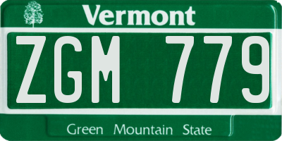 VT license plate ZGM779