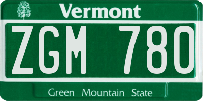 VT license plate ZGM780