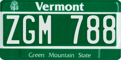 VT license plate ZGM788