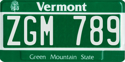 VT license plate ZGM789