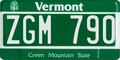 VT license plate ZGM790