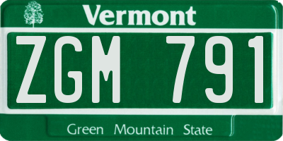 VT license plate ZGM791