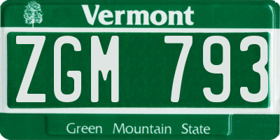 VT license plate ZGM793