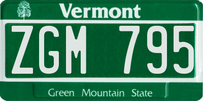 VT license plate ZGM795