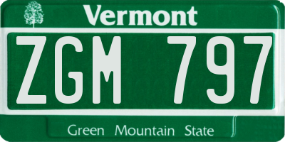 VT license plate ZGM797