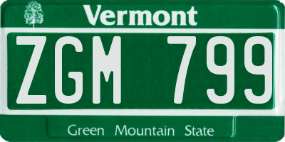 VT license plate ZGM799