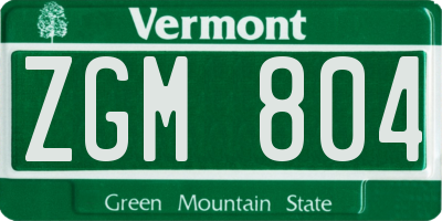 VT license plate ZGM804