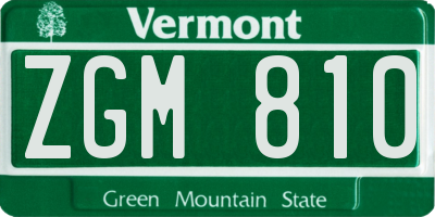 VT license plate ZGM810