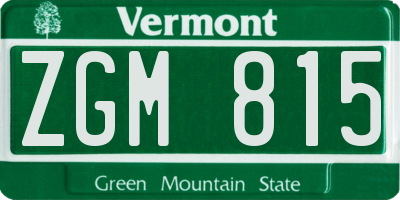 VT license plate ZGM815