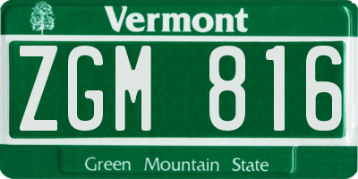 VT license plate ZGM816