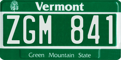 VT license plate ZGM841
