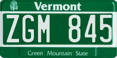 VT license plate ZGM845